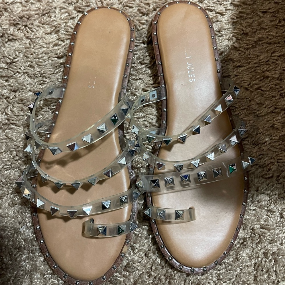Clear studded sandals size 8